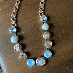 Necklace, ring, earring, bracelet set golds, creams, tan